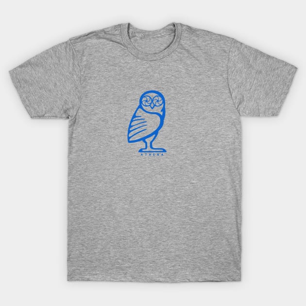 Athena owl. Design for ancient Greece fans in blue ink T-Shirt by croquis design